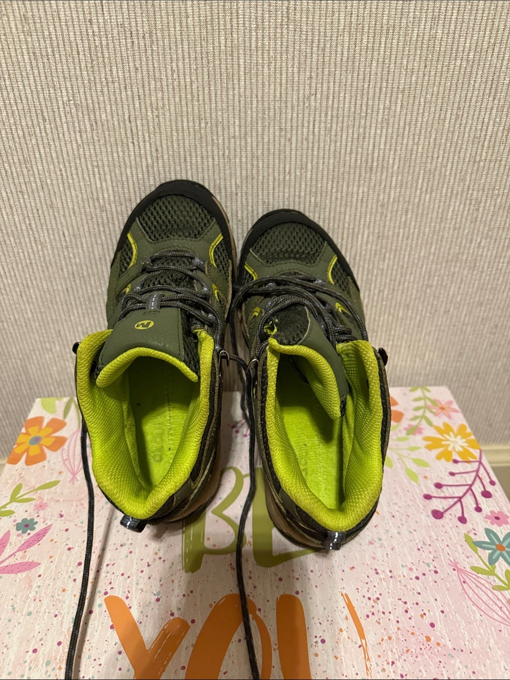 Big Kids Merrell Olive Green Hiking Shoes